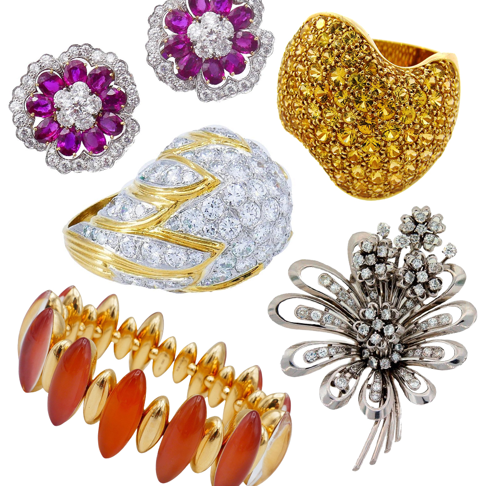 An array of vintage and contemporary jewelry from Nadine Krakov Collection