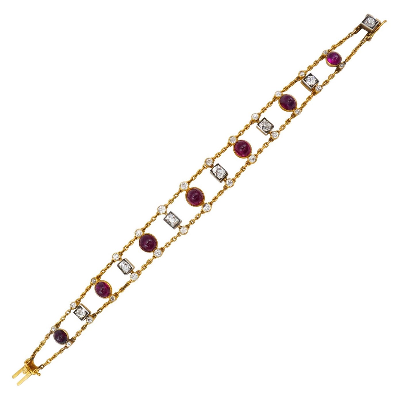 Victorian ruby-and-diamond chain bracelet, 1900–1909