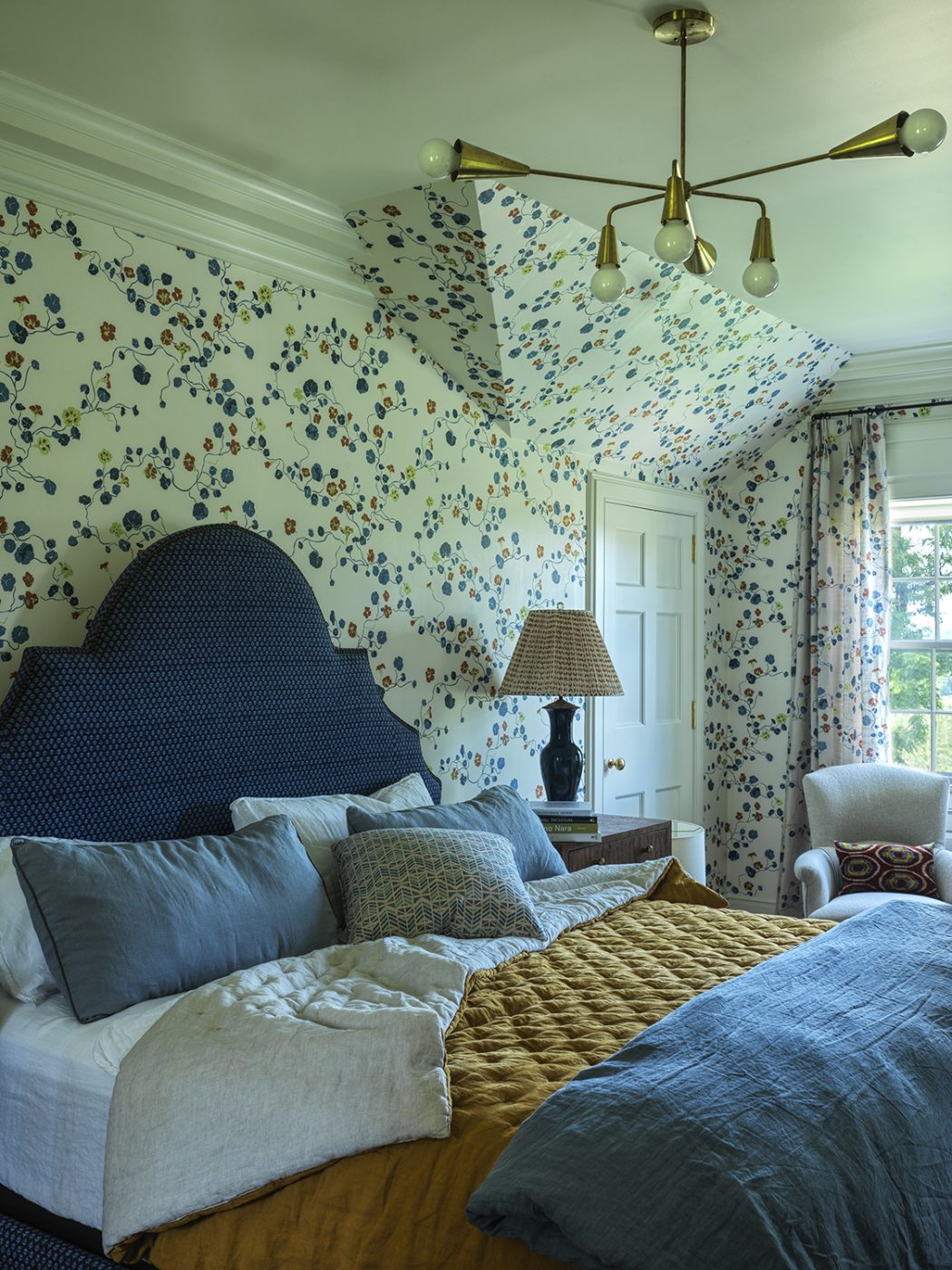 View of the primary bedroom of historic farmhouse restored and designed by Hendricks Churchill