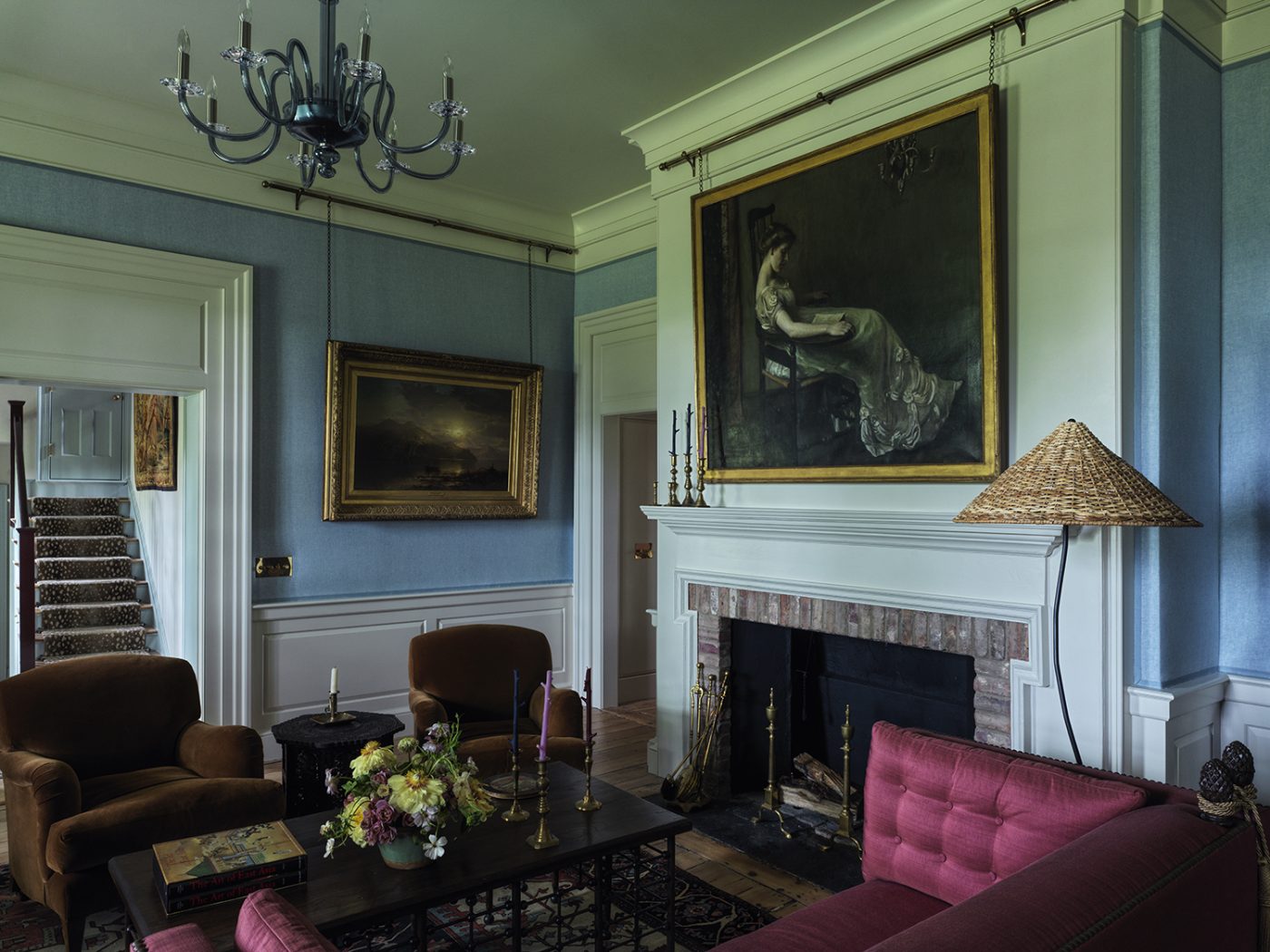 View of the living room in an 18th-century farmhouse restored and designed by Hendricks Churchill