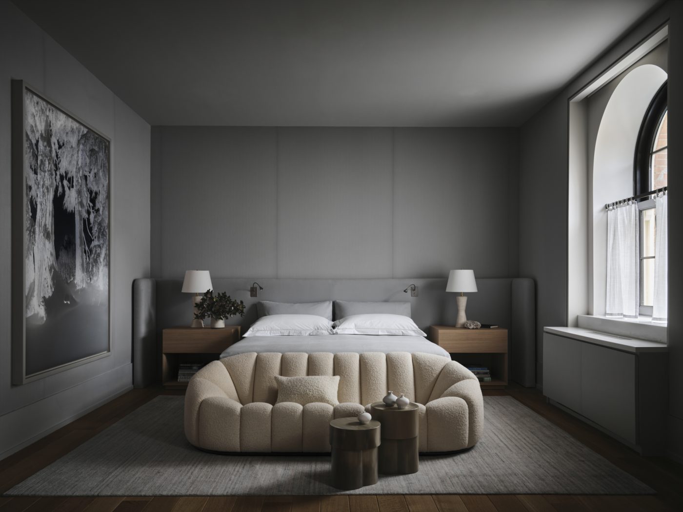 primary bedroom of a Tribeca loft designed by Nicole Hollis