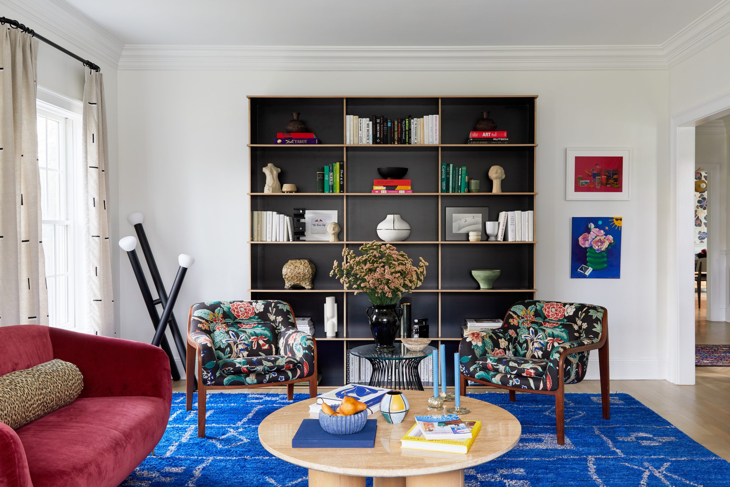 The living room of a home designed by Rachel Sloane Interiors in Larchmont, New York