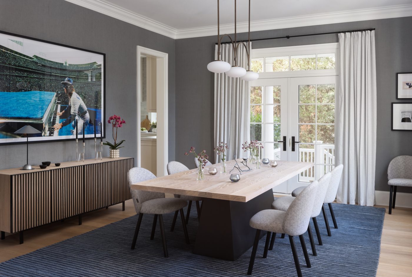 The dining room of a home designed by AK Studio in Bethesda, Maryland