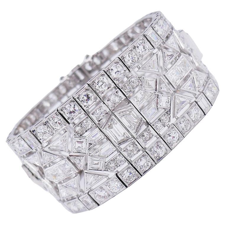 Art Deco Revival diamond-and-platinum cuff, 1960s