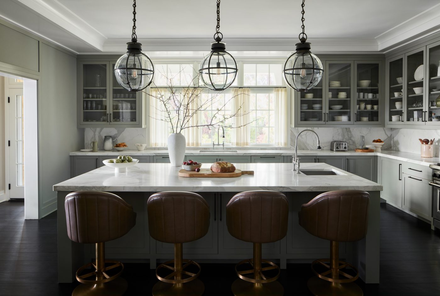 View of a Hamptons beach house kitchen designed by Charles & Co.
