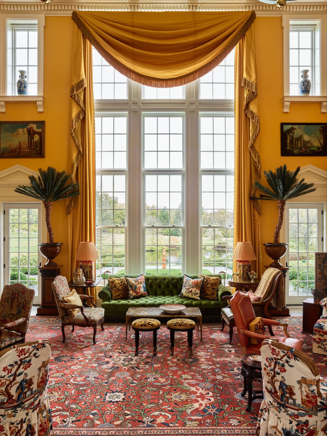 living room in Ohio estate by Peter Pennoyer