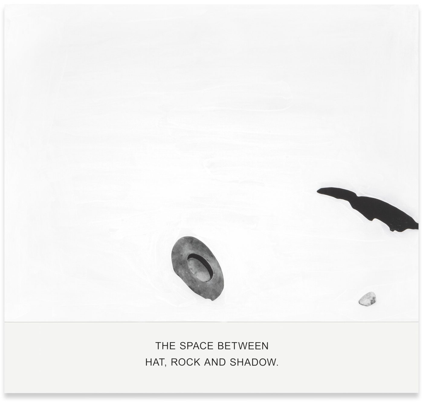 The Space Between Hat, Rock and Shadow, 2019, by John Baldessari