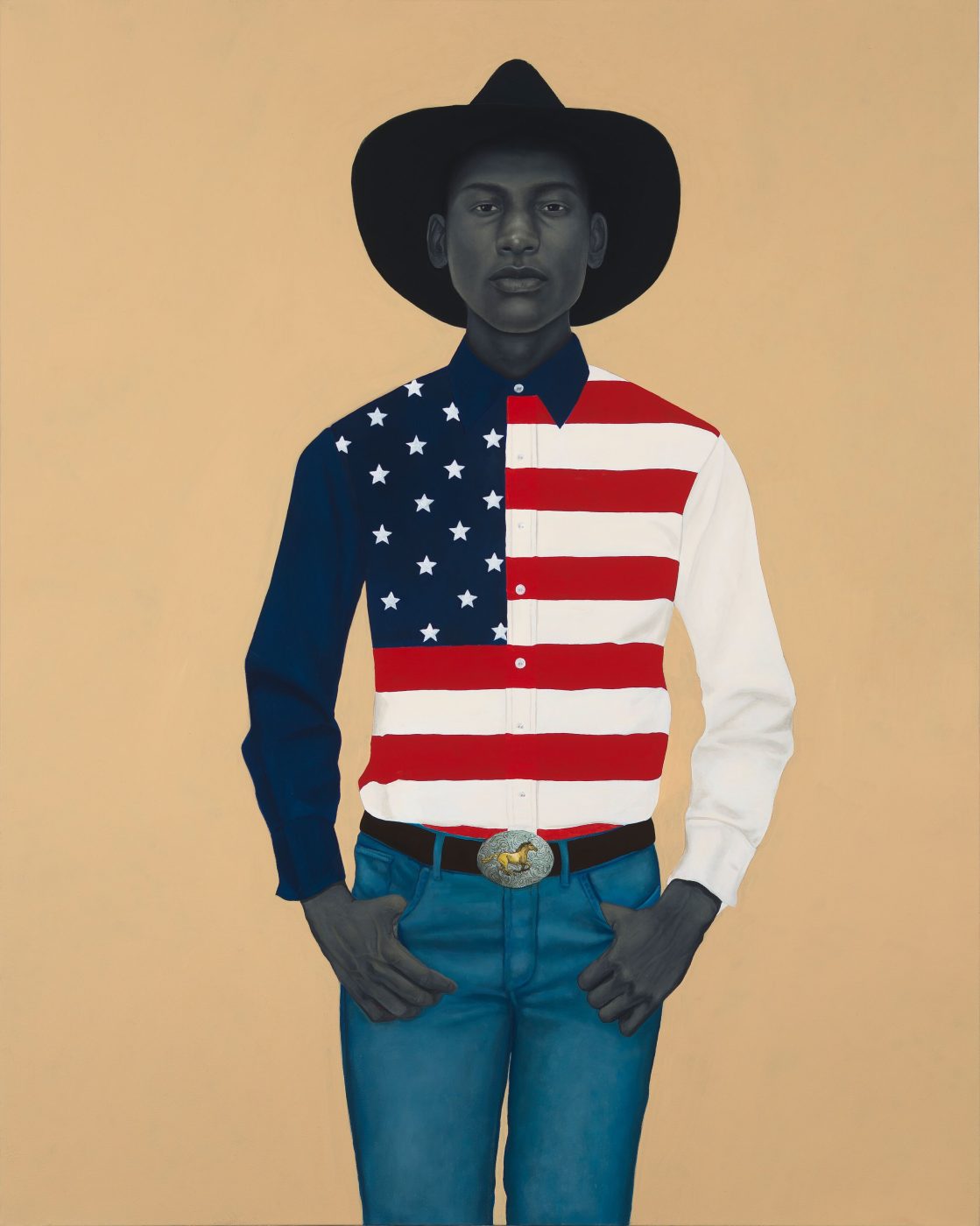 What's precious inside of him does not care to be known by the mind in ways that diminish its presence (All American), 2017, by Amy Sherald