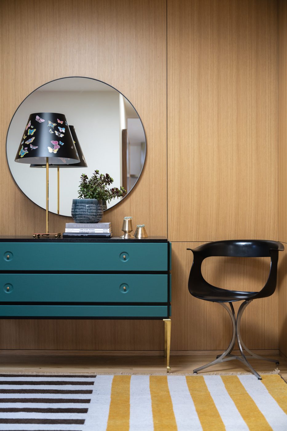 The anteroom of a mid-century-modern home designed by Susan Yeley