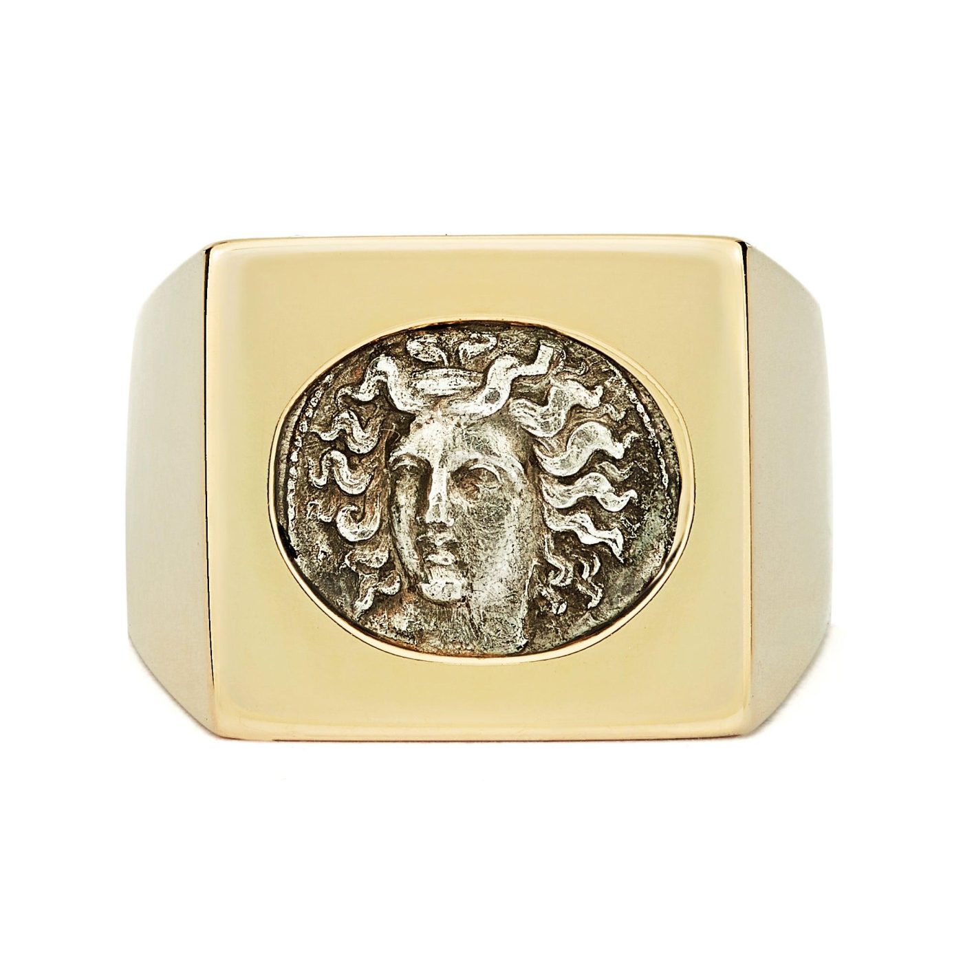 Nymph Larissa Ancient Silver Coin Signet Ring