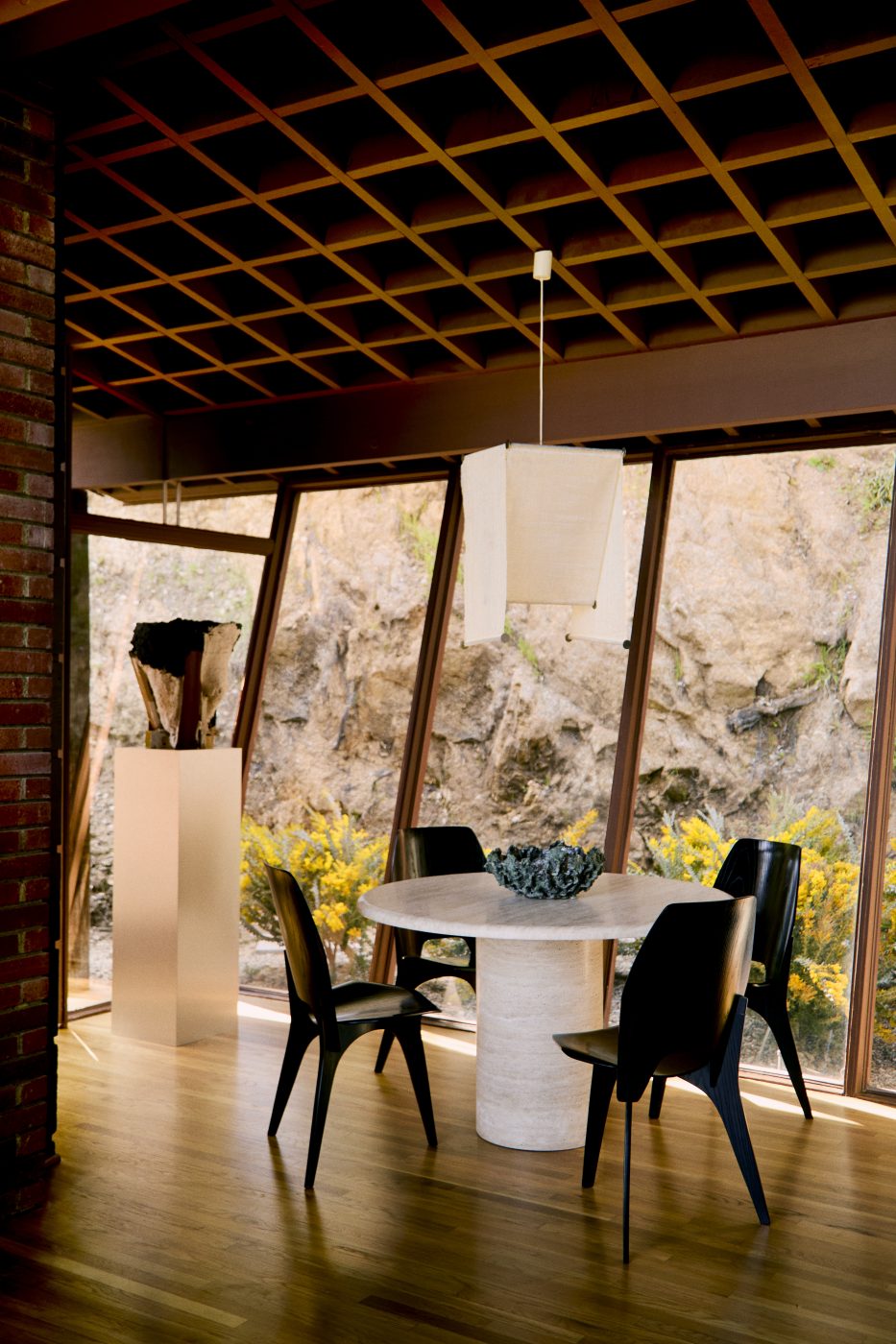 dining area of A. Quincy Jones House & Studio #1 in Laurel Canyon Los Angeles recently redesigned by Giampiero Tagliaferri 