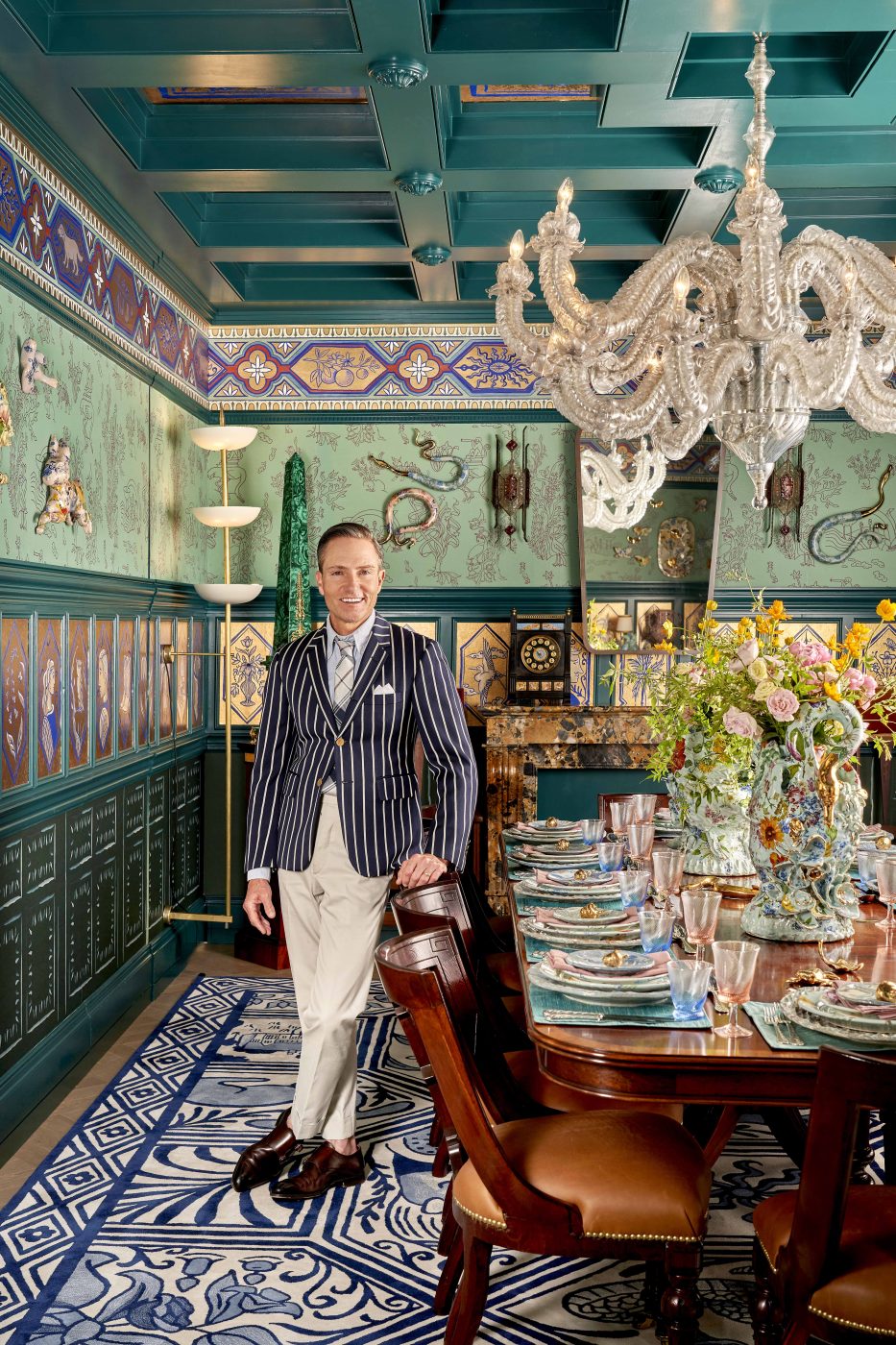 Ken Fulk in his animal-themed WOW!house dining room.