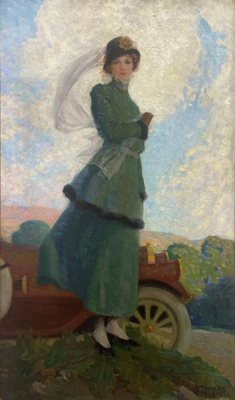 Frances Rogers painted this portrait of Patricia Moore for the cover of the book The Lightning Conductor Discovers America, 1915