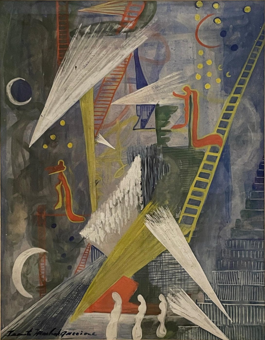 Study for Ladders, 1948, by Surrealist painter Juanita Guccione