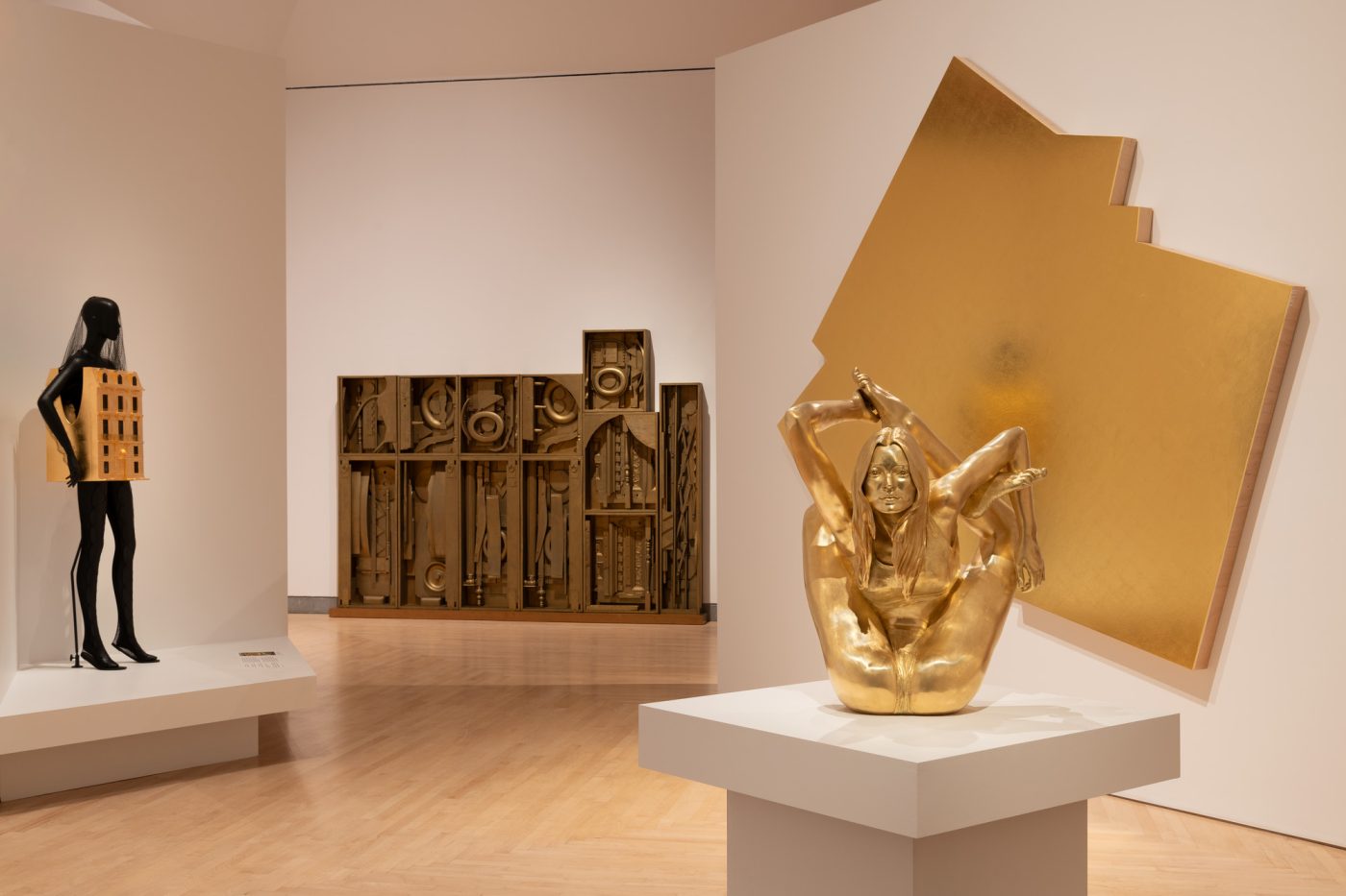 Artworks on display in the Brooklyn Museum exhibtion "Solid Gold"