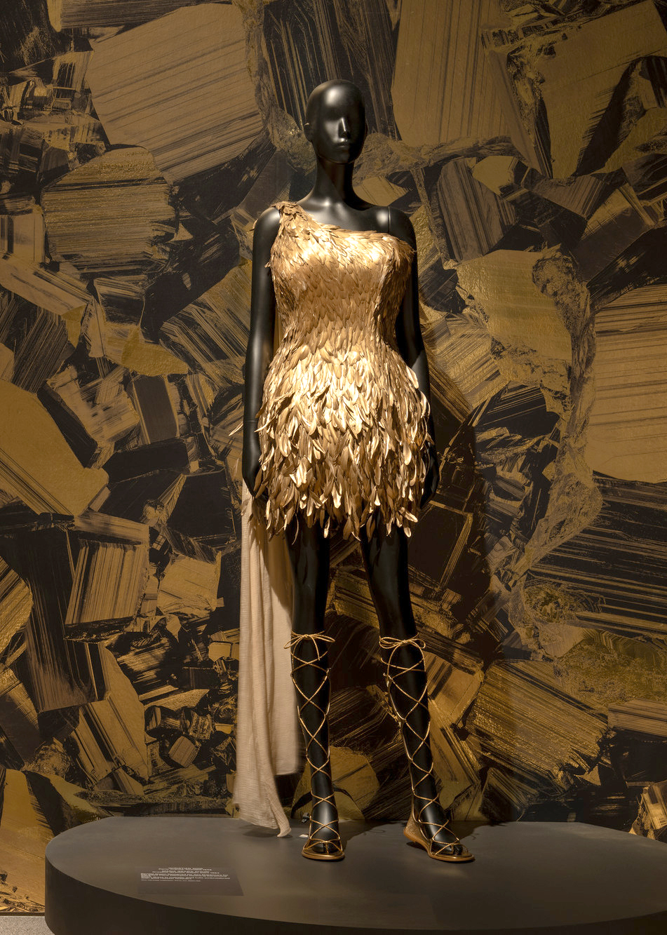 The Maria Grazia Chiuri for Dior dress worn by Aya Nakamura at the 2024 Olympics on display in the Brooklyn Museum exhibtion "Solid Gold"