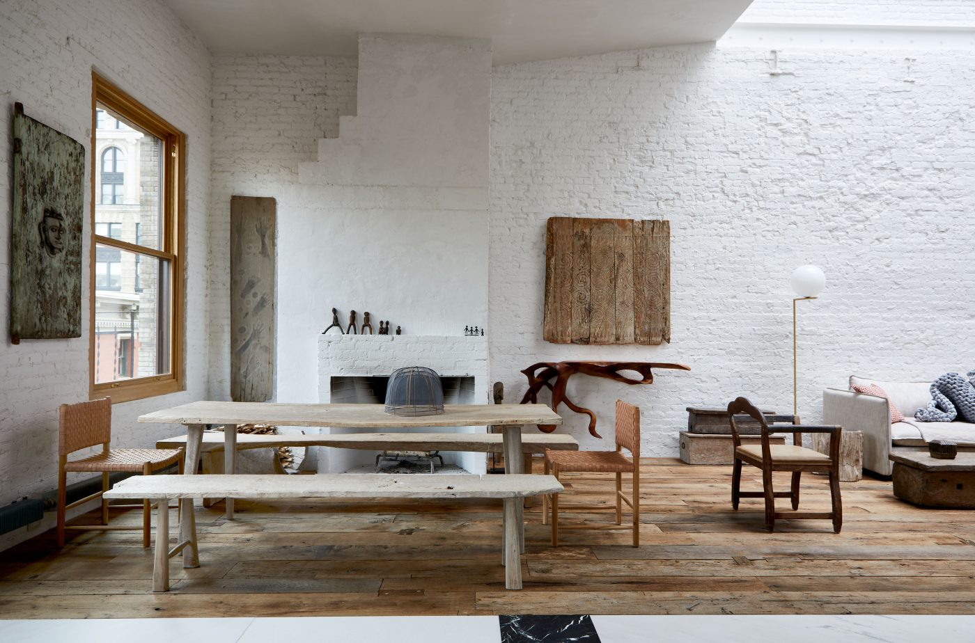 The dining area in the Soho loft of Andrianna Shamaris
