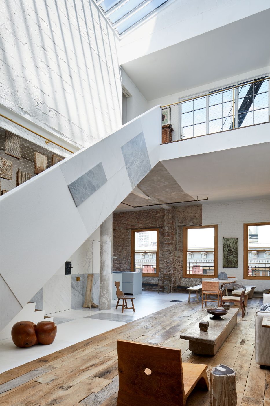 The skylight and stairs in the Soho loft of Andrianna Shamaris