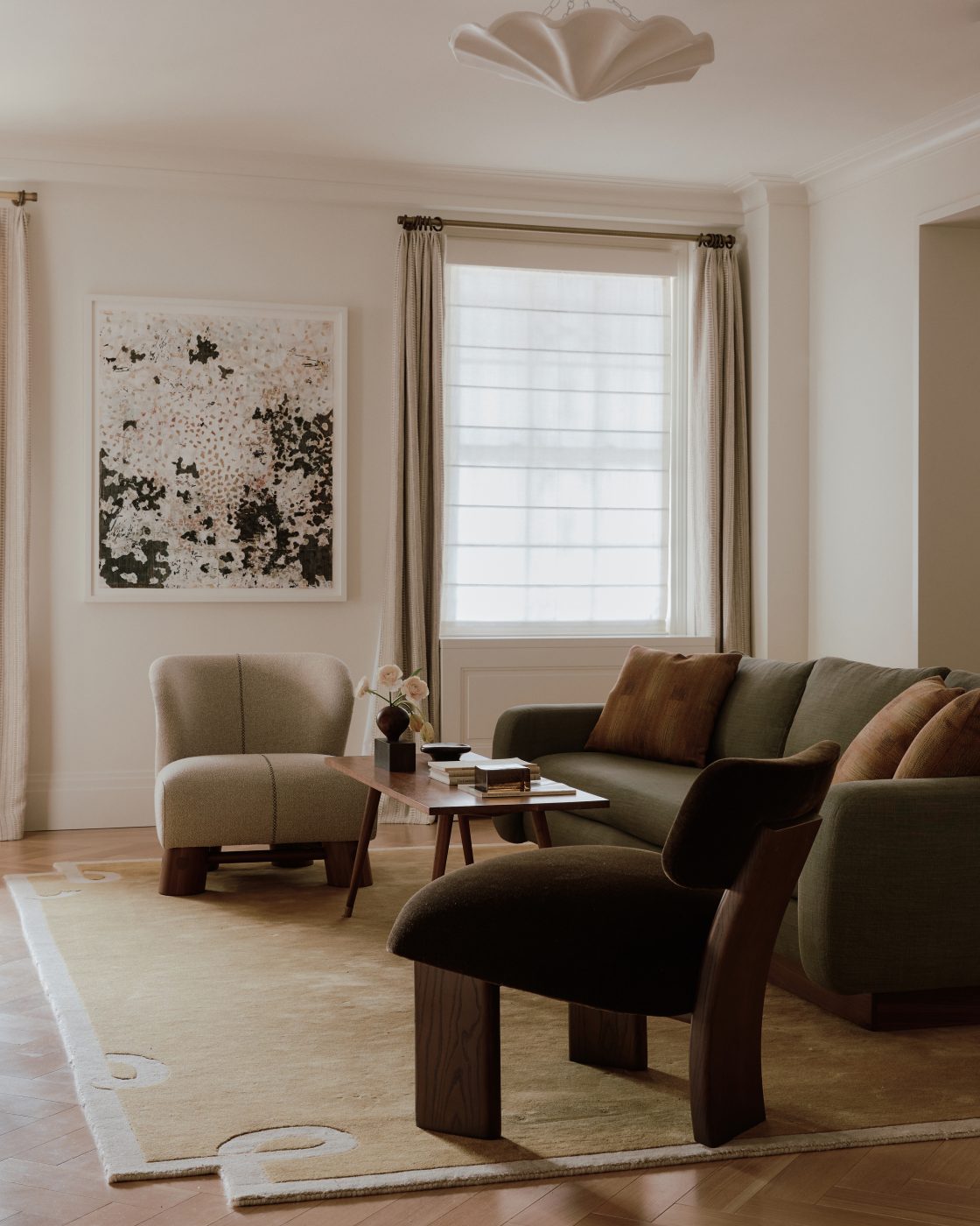 Family room of maisonette on Park Avenue Manhattan Upper East Side decorated by Beaudry Collier Designs 