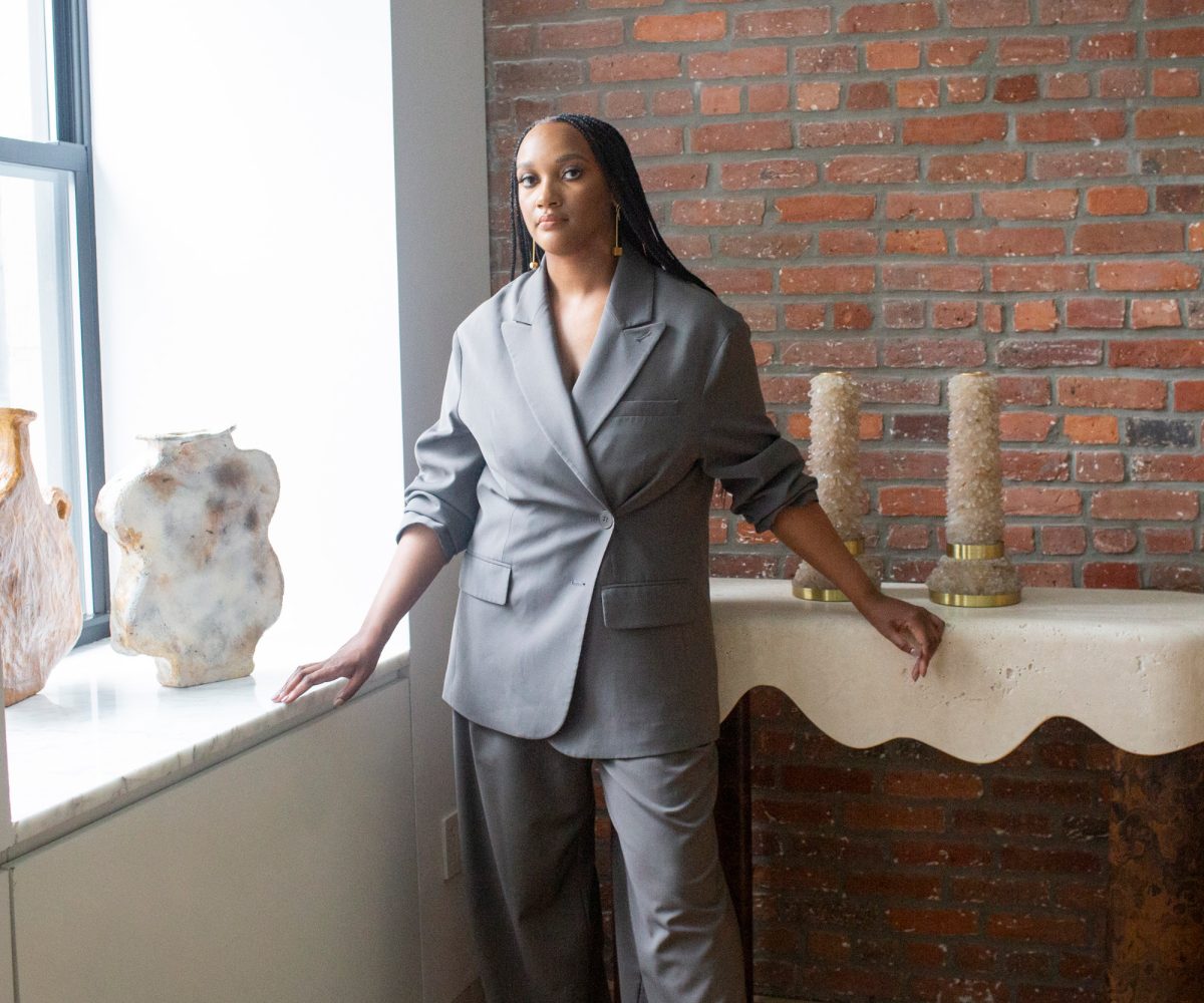 Interior designer Randall Jones in Galerie Philia's New York showroom