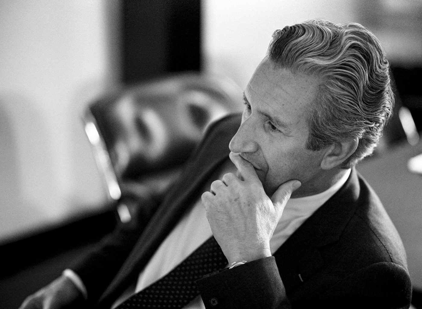 An undated black-and-white photograph of architect Thierry Despont 