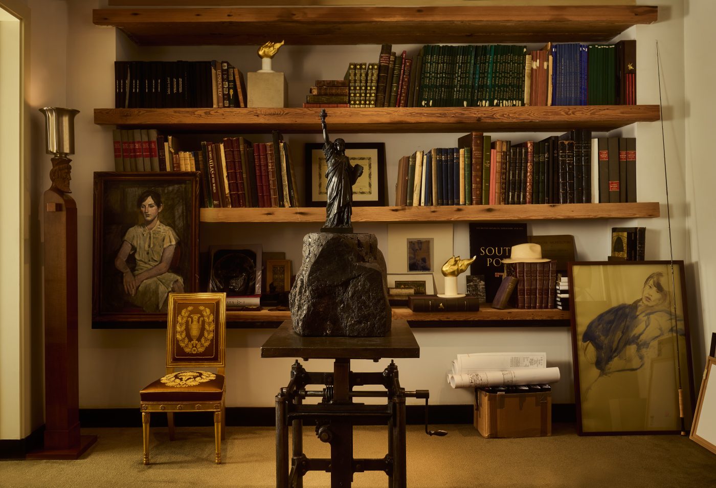 The library in the Manhattan office of architect Thierry Despont