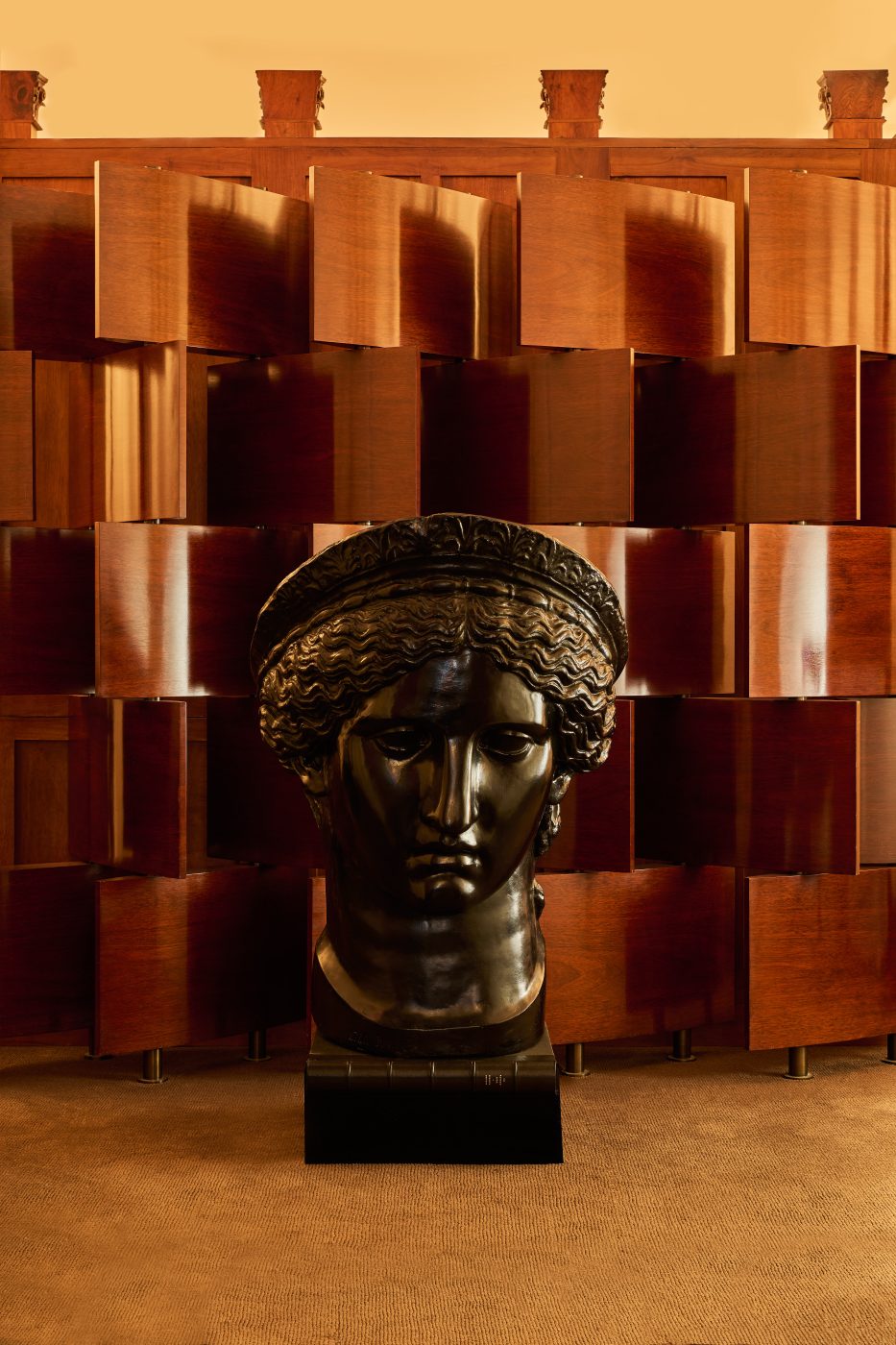 A model of the head of Lady Liberty in the Manhattan office of architect Thierry Despont