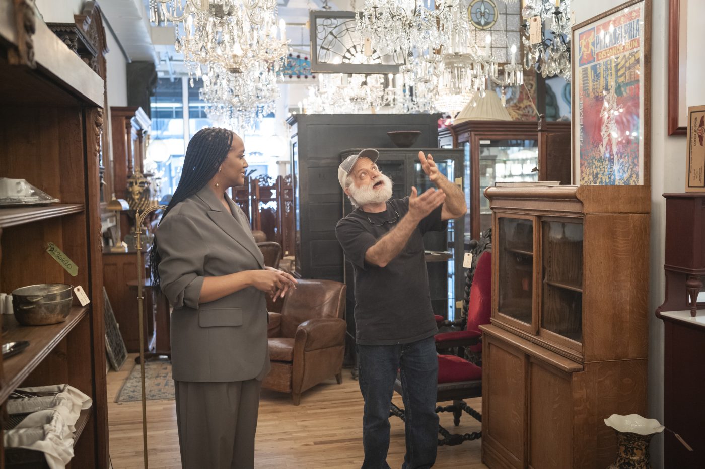 Interior designer Randall Jones with store manager Jim DiGiacoma at Olde Good Things
