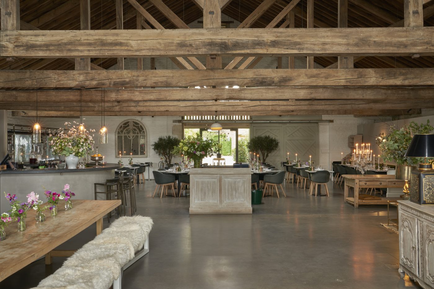 Ox Barn restaurant at the Thyme countryside hotel and estate in England's Cotswolds 