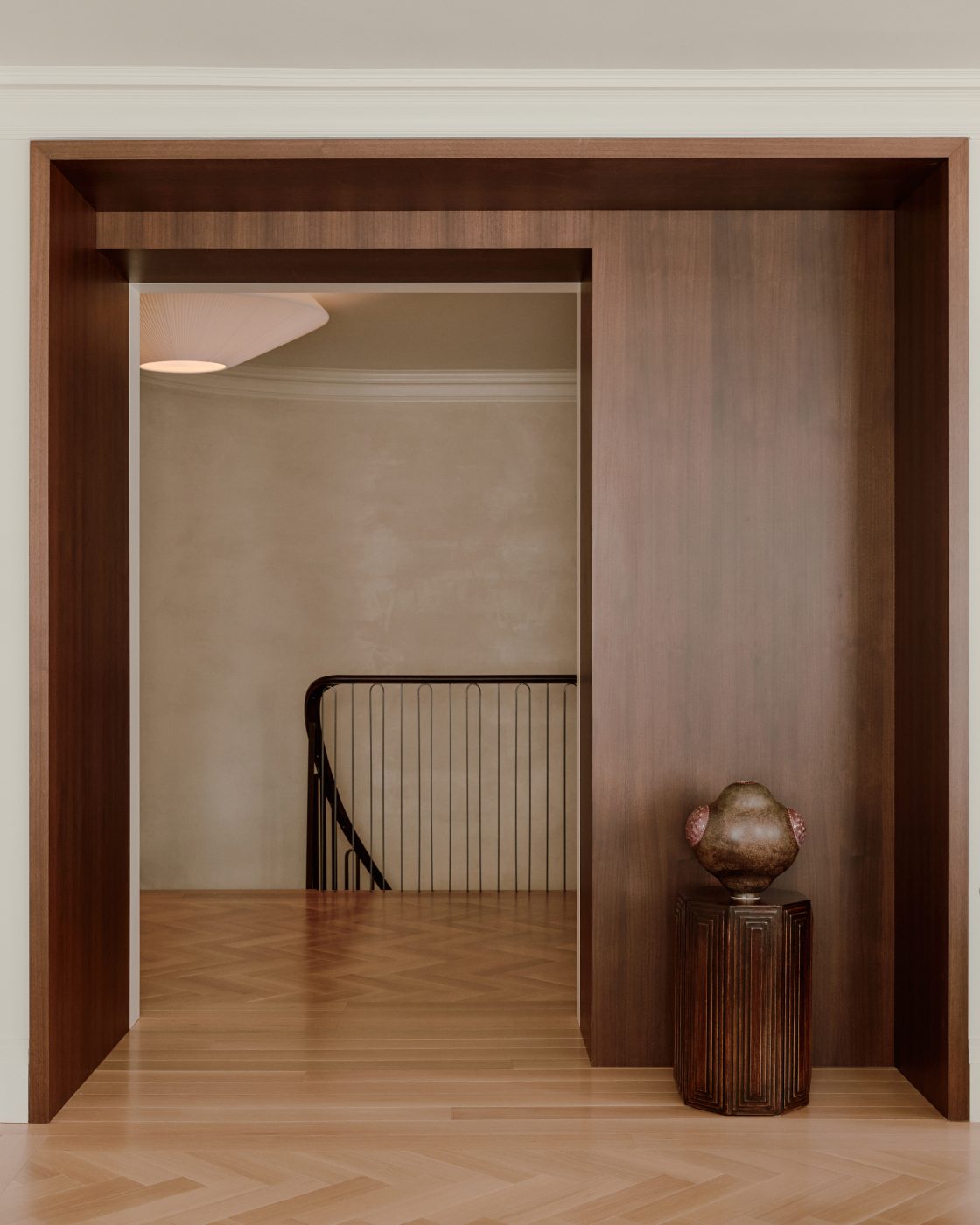 Upper foyer of maisonette on Park Avenue Manhattan Upper East Side decorated by Beaudry Collier Designs 