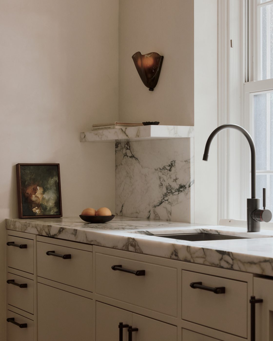 Kitchen of maisonette on Park Avenue Manhattan Upper East Side decorated by Beaudry Collier Designs 