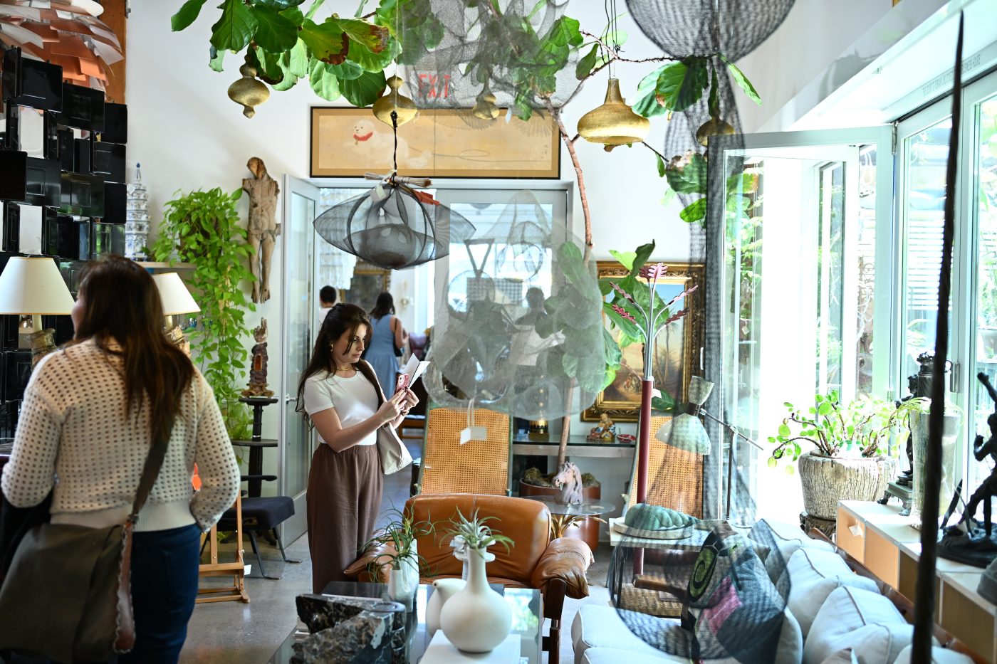 Customers inside Los Angeles design gallery JF Chen
