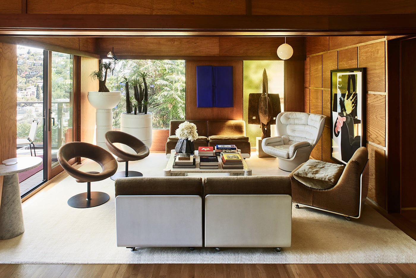 The living room of interior designer Giampiero Tagliaferri's Los Angeles home