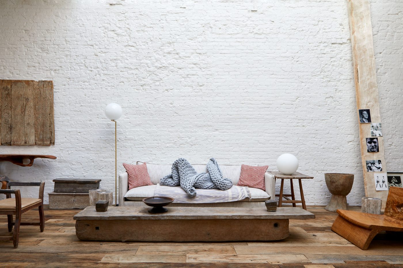 The living room in the Soho loft of Andrianna Shamaris