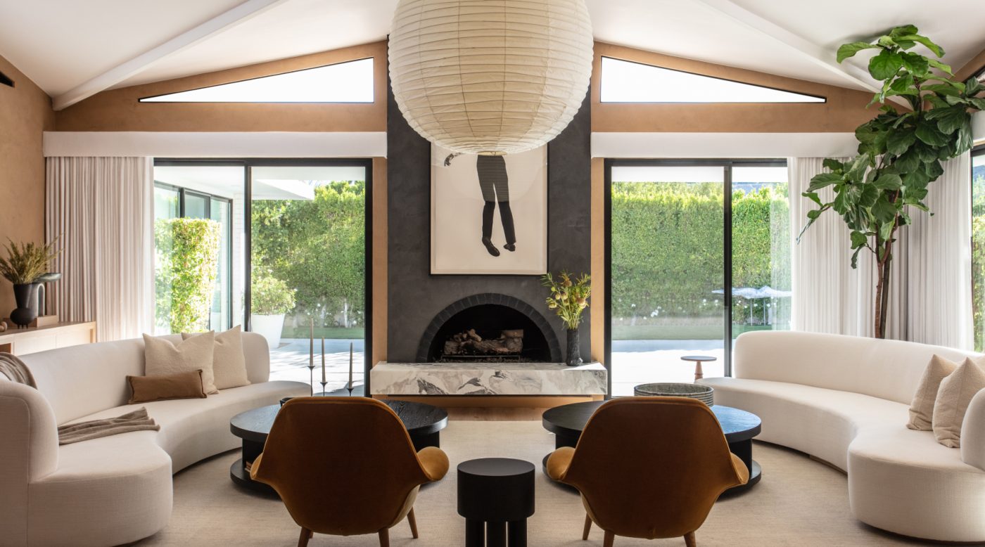 Living room of Palm Springs modernist house with interior design by Nina Freudenberg