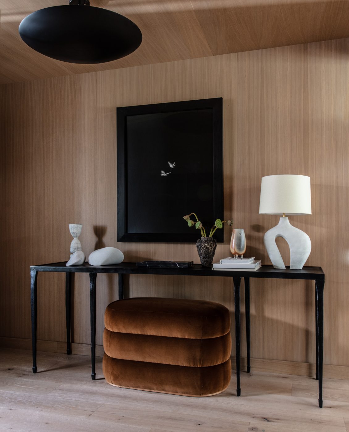 Foyer of Palm Springs modernist house with interior design by Nina Freudenberg