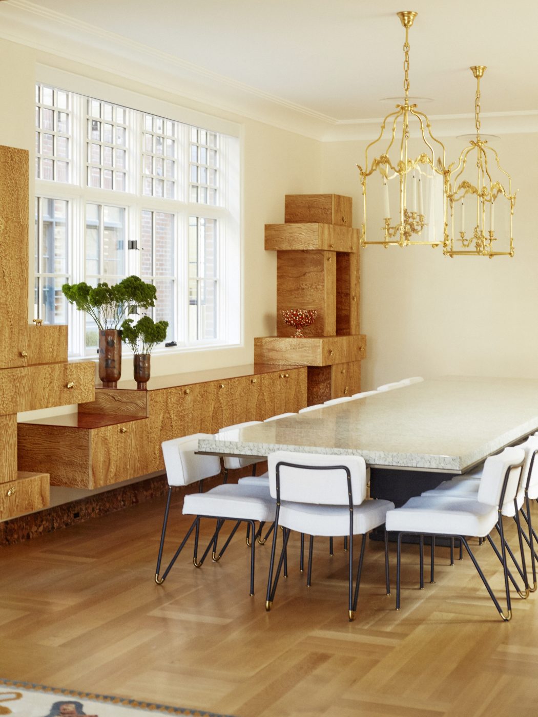 The ding room of a house in Brooklyn's Gravesend neighborhood with interior design by Eli Dweck 