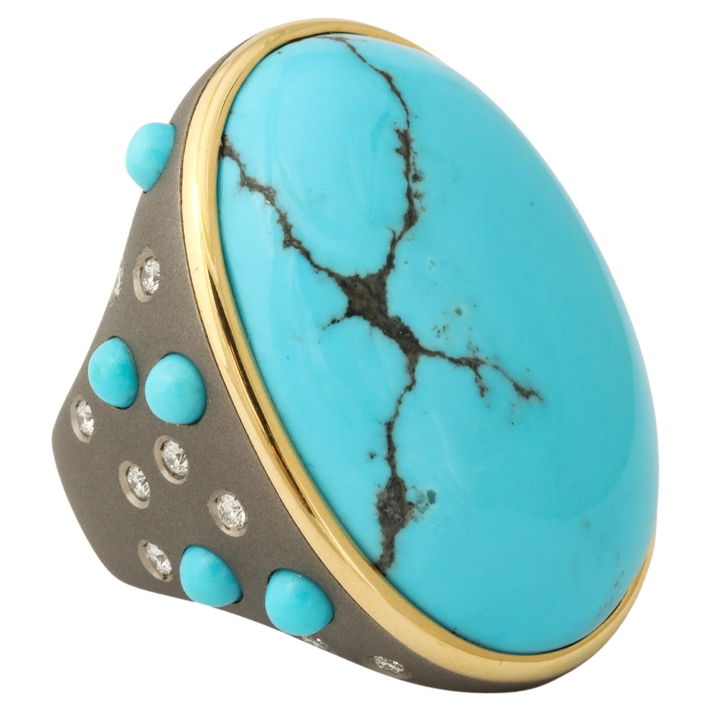 Michael Kanners Titanium, Turquoise and Diamond Ring Number One, 2024
