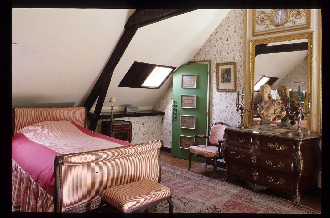 A guest bedroom in Jean Royère's home in Brittany