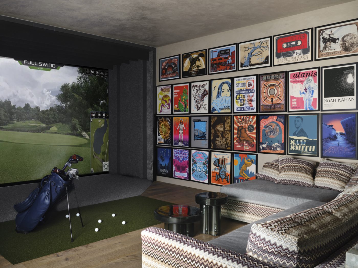 Golf room of a home on the shores of Texas's Lake Austin designed by architect Ryan Street and interior designer Jennifer Sissom