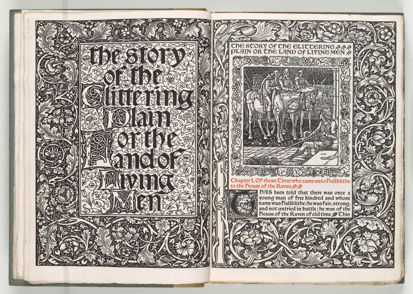 An interior spread from an 1894 copy of the book "The Story of the Glittering Plain"