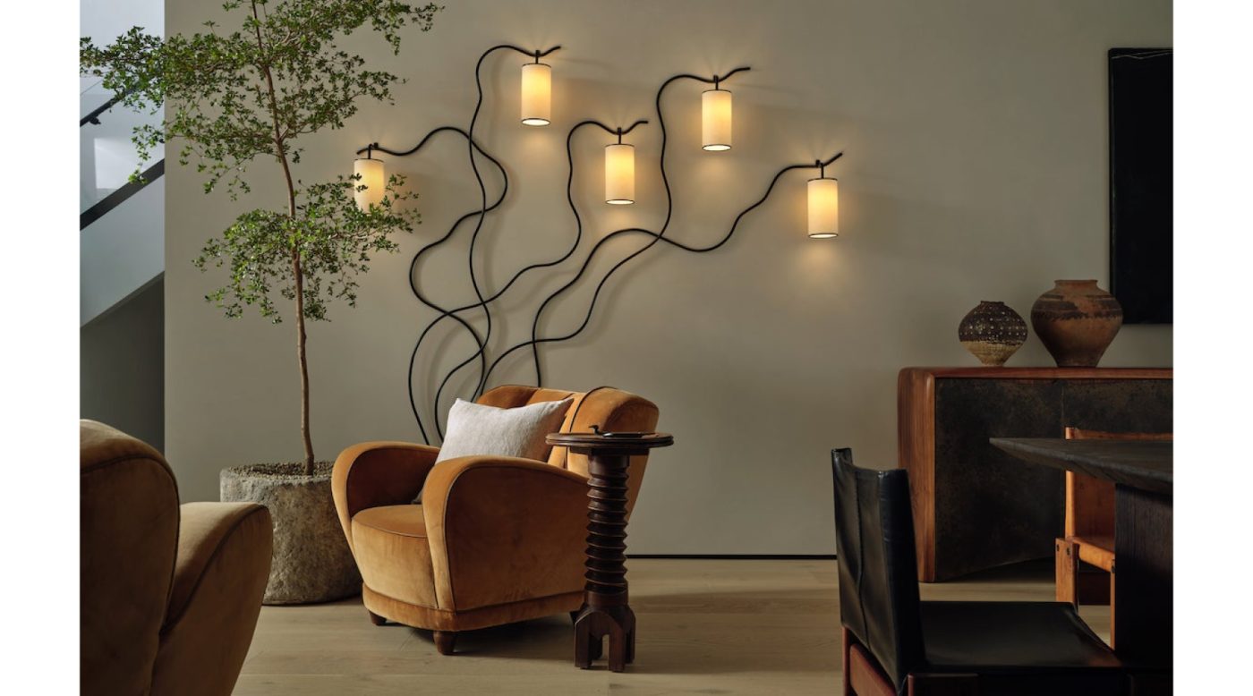 A Jean Royère Liane wall light in a Los Angeles home designed by Jeremiah Brent