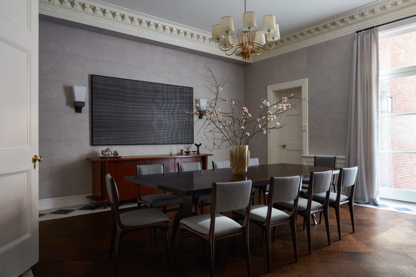 Dining room of Alyssa Kapito-designed townhouse on Manhattan's Upper East Side