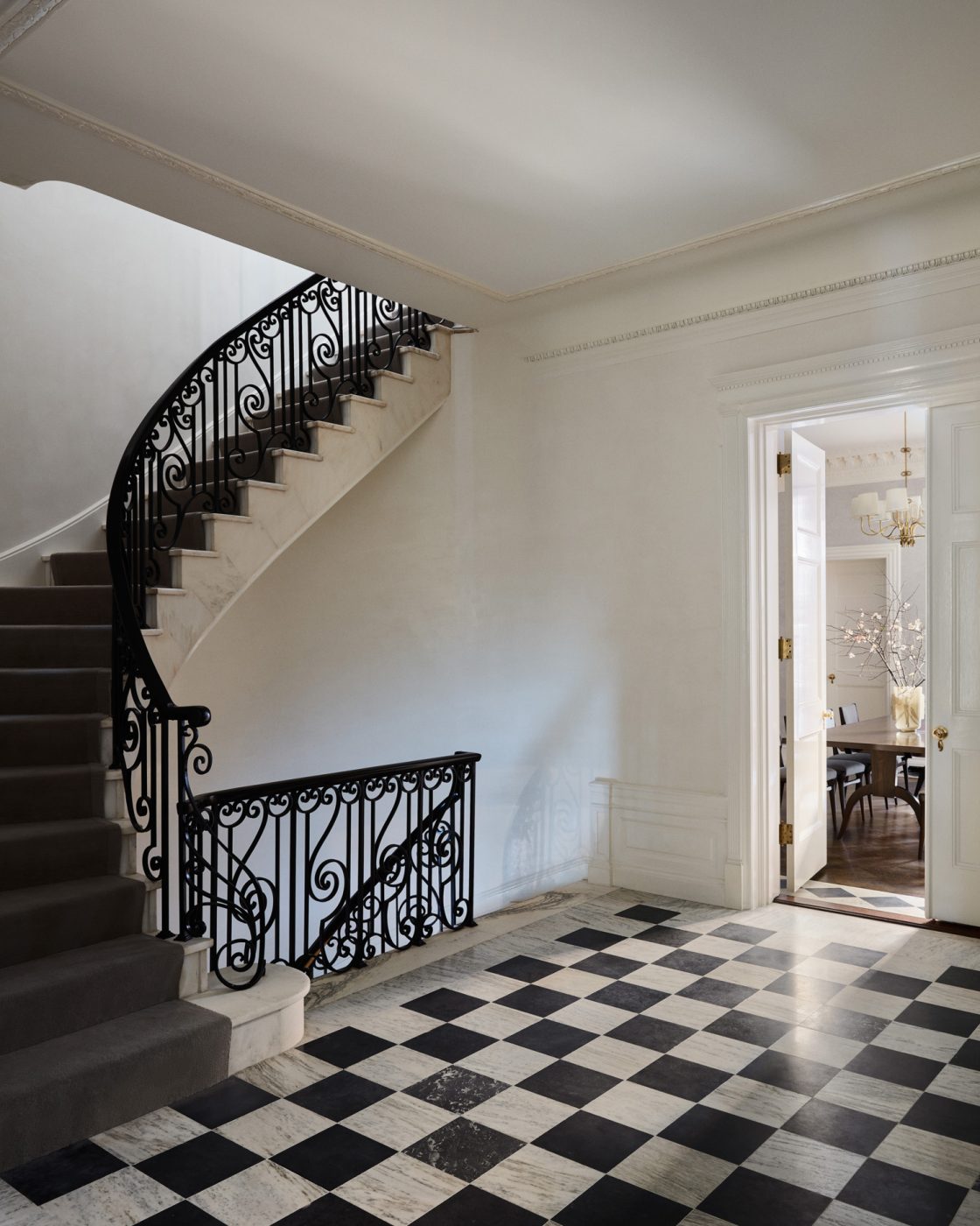 Entry of Alyssa Kapito-designed townhouse on Manhattan's Upper East Side
