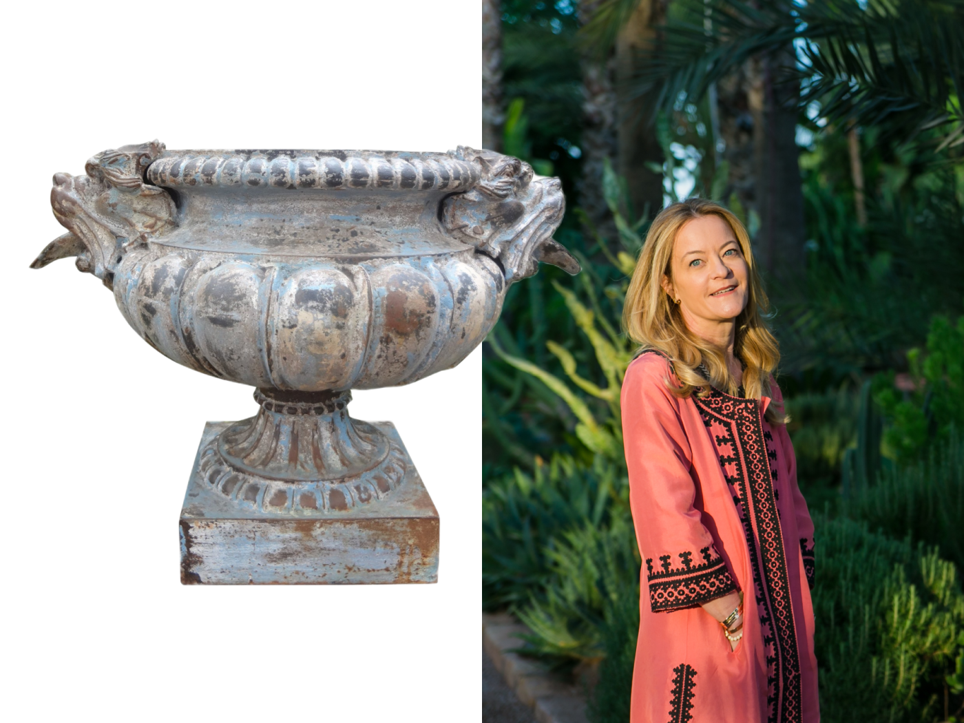 Melissa Biggs Bradley and an Alfred Corneau garden urn from her 1stDibs favorites folder