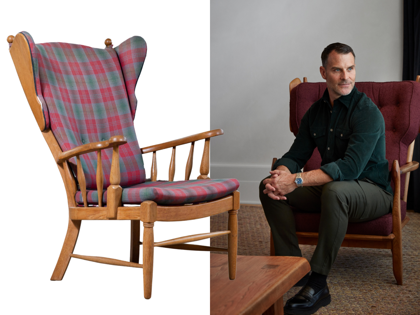 Shawn Henderson and a wingback chair from his 1stDibs favorites folder