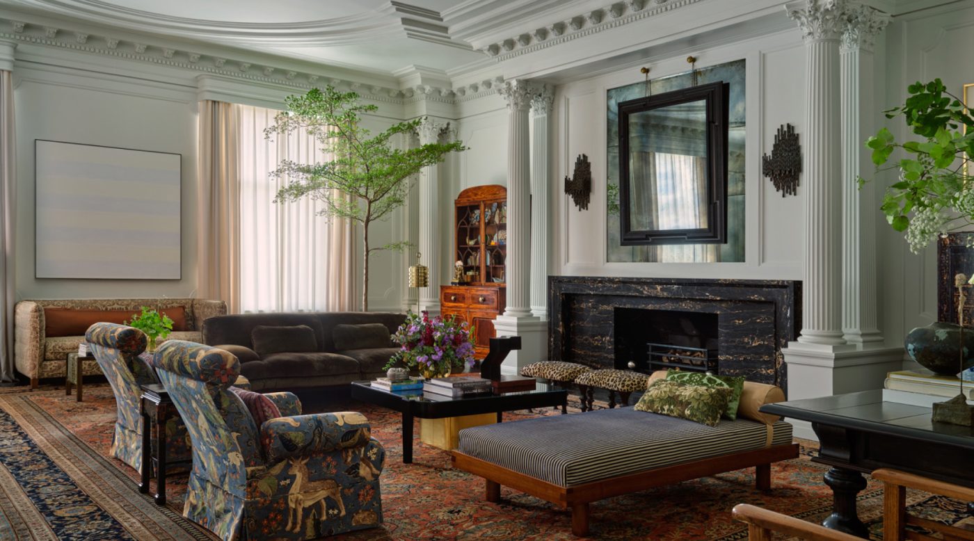 Art- and antiques-filled living room in Edwardian house San Francisco's Pacific Heights with interiors by Brittany Giannone's ABD STUDIO