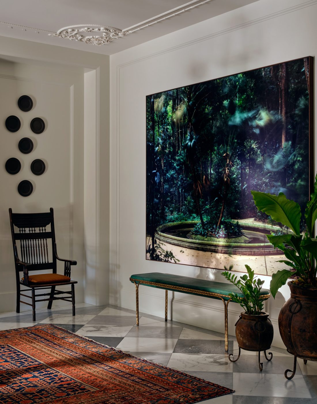 Front entry hall of Edwardian house in San Francisco's Pacific Heights with interiors by Brittany Giannone's ABD STUDIO