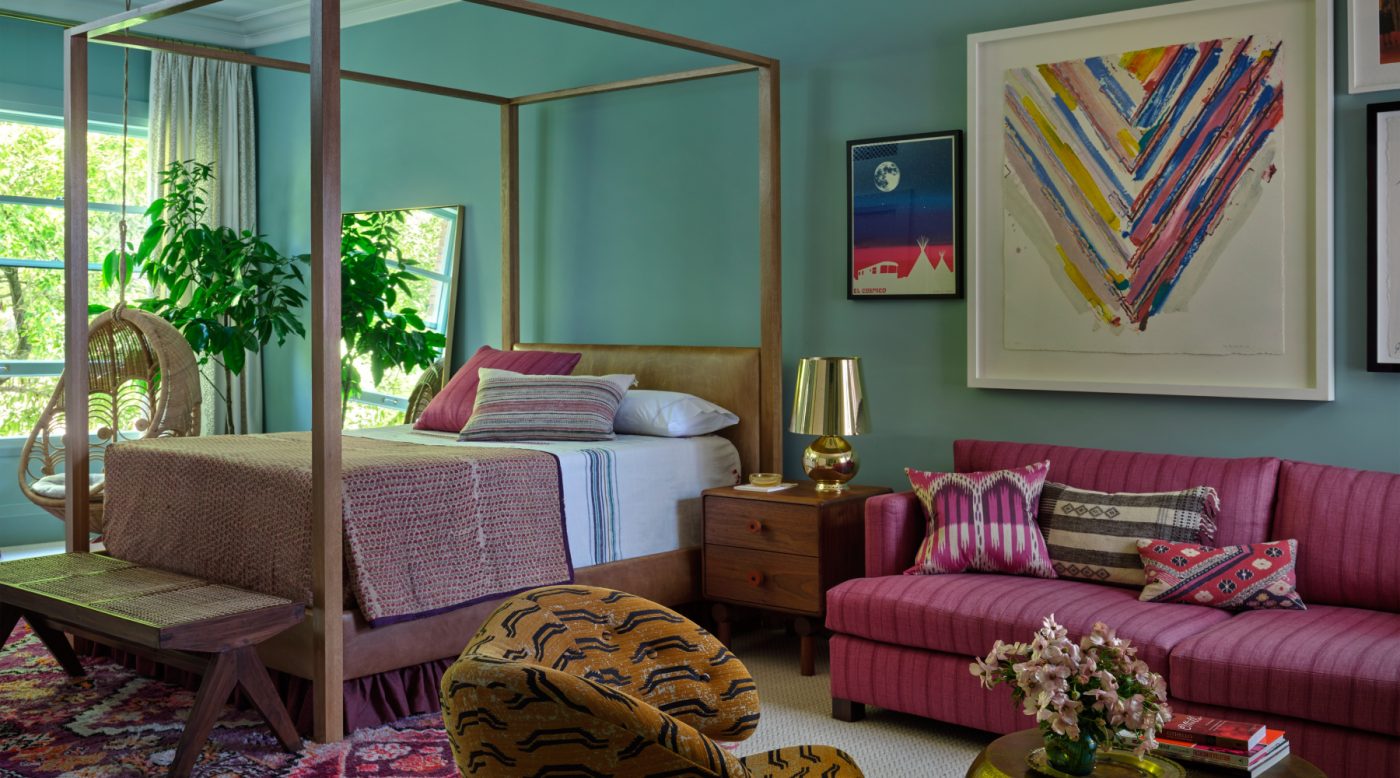 Pink and aqua daughter's child's room in Edwardian house San Francisco's Pacific Heights with interiors by Brittany Giannone's ABD STUDIO