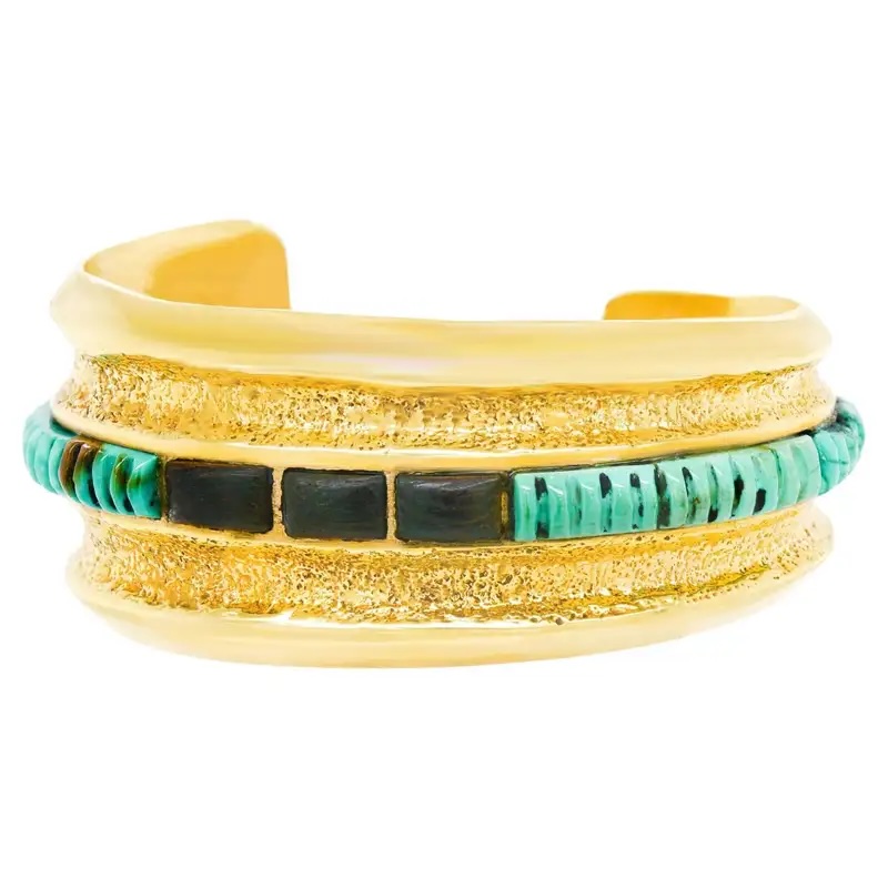 gold and turquoise cuff